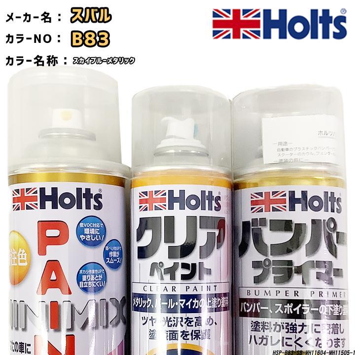 ペイントスプレー スバル B83 スカイブルーメタリック Holts MINIMIX クリアスプレー バンパープライマー セット_画像1