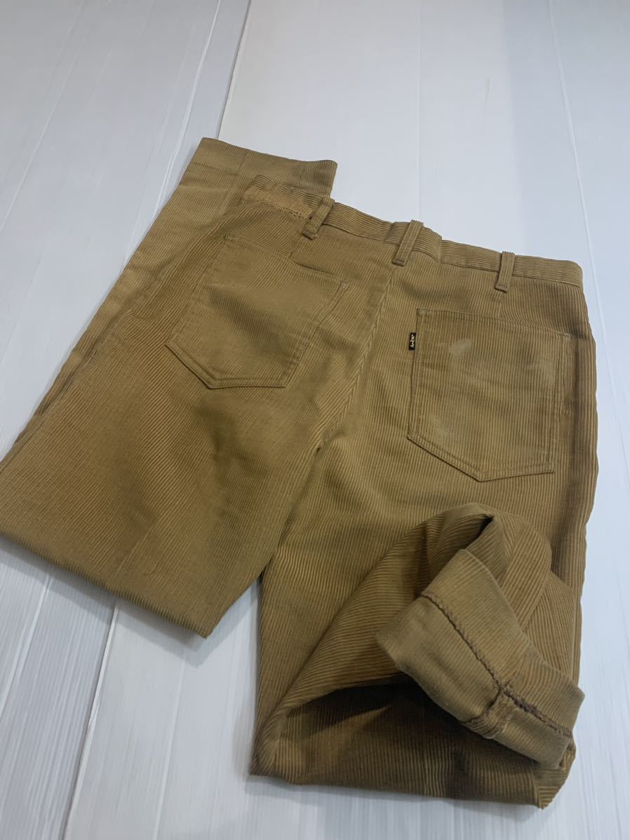 〜 70's ヴィンテージ LEVI'S リーバイス STA-PREST スタプレ 黒タグ BIGE ビッグE コーデュロイ テーパード スラックス　約80cm ベージュ_画像9