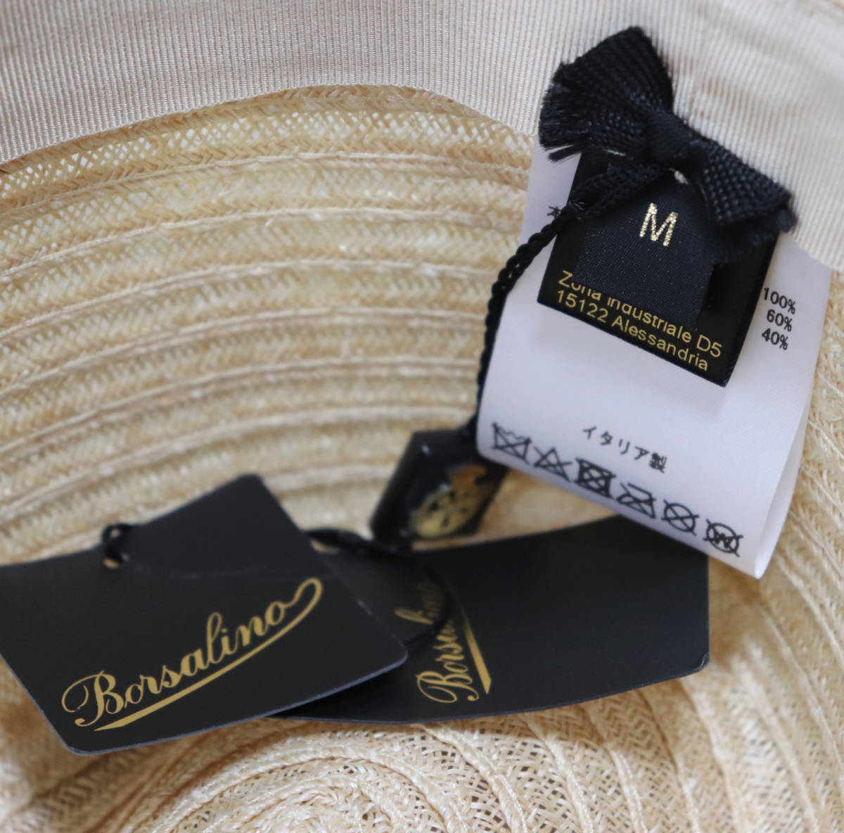新品タグ付き【Borsalino ボルサリーノ 】ヘンプハット 麦わら帽子