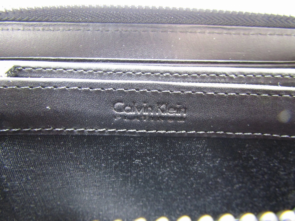 ! selling out great special price beautiful goods Calvin Klein platinum round fastener long wallet leather black use impression little!