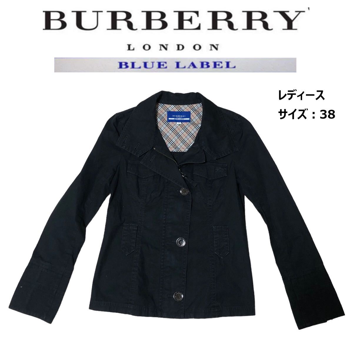 ★  товар в хорошем состоянии  ★  Burberry   ...  голубой этикетка  BURBERRY LONDON BLUE RABEL  женский   блузон    пиджак  ... проверка  M размер  