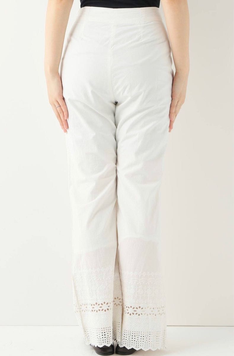 【完売品】Charles Chaton bow パンツ 34 ホワイト Charles Chaton -シャルル シャトン-】コットンレースパンツ