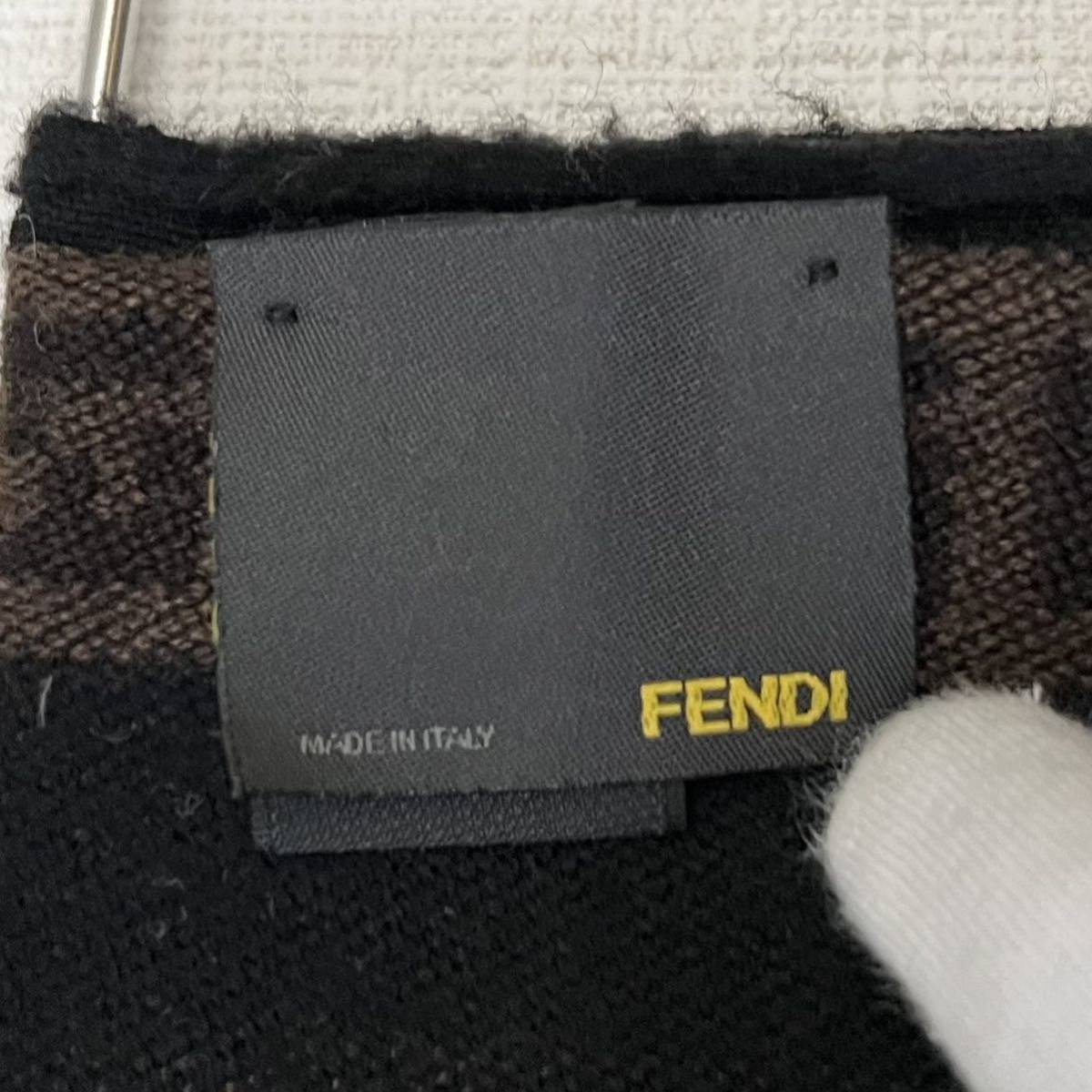 【FENDI フェンディ】マフラー　ストール ズッカ柄　ブラウン　リバーシブル_画像7