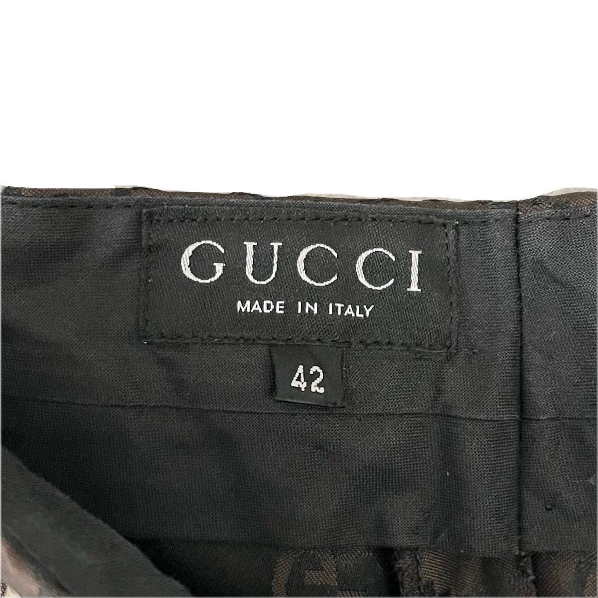 GUCCI グッチ　パンツ　スラックス　GG柄　トムフォード期　ブラウン