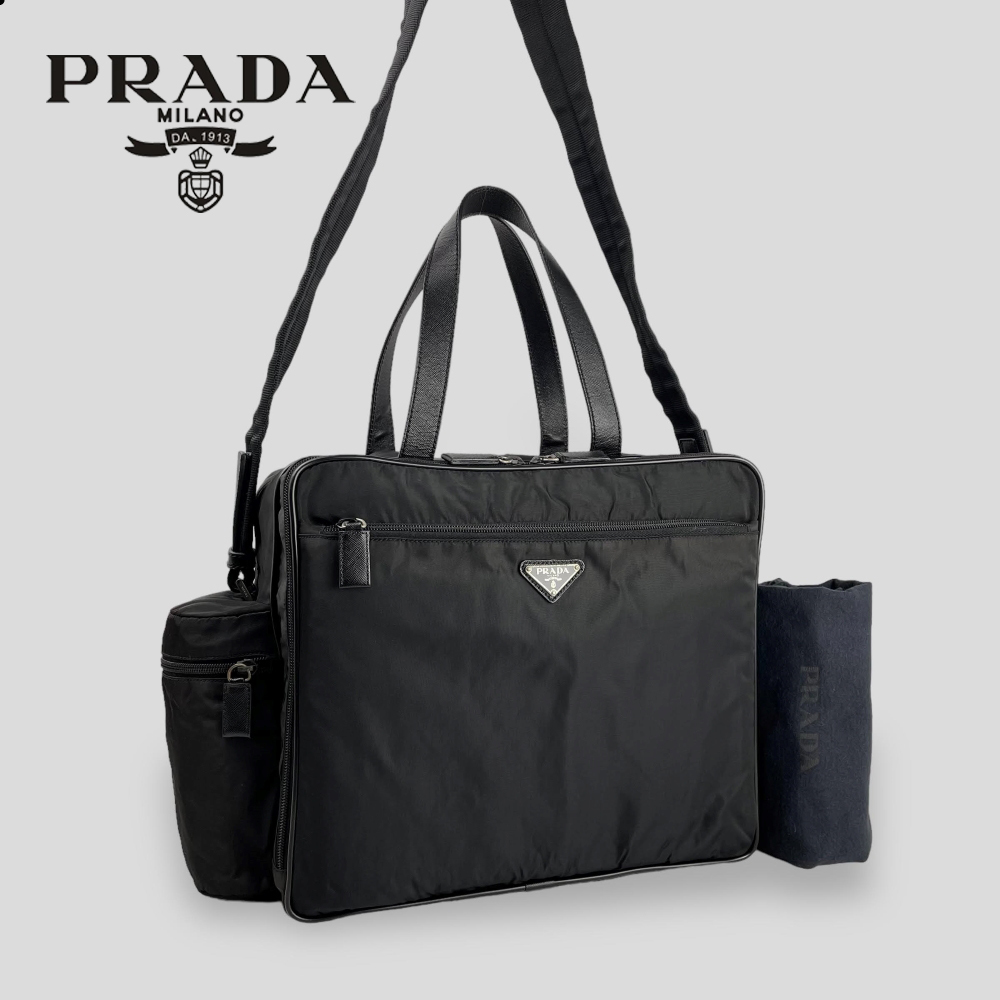 正規品直輸入】 プラダ□ビック三角ロゴ □PRADA 2WAY ブリーフケース