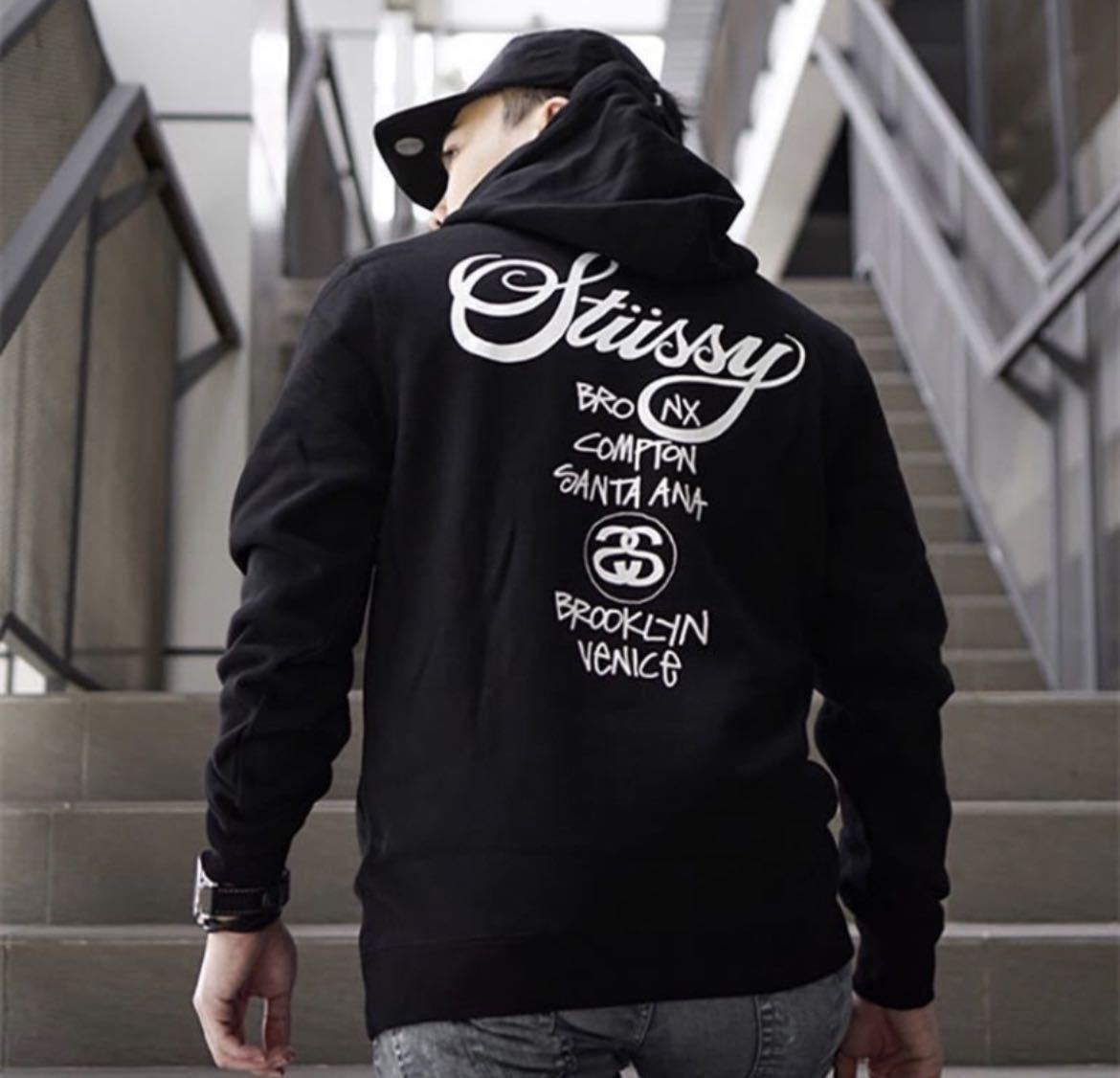 新品】stussy スウェットパーカー サイズL ブラック シップアップ-