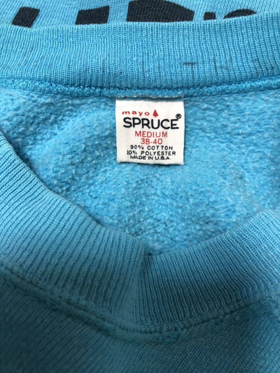  free shipping, prompt decision ultra rare!60s mayo sprucemeiyosp loose Snoopy Charlie Brown sweat light blue size M(38-40)