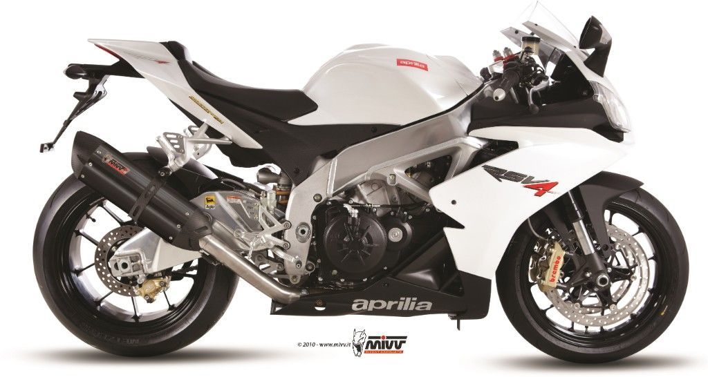 MIVV APRILIA RSV4 (09-16)/TUONO V4 (10-16) SPORT SUONO スリップオンマフラー ブラックステンレス カーボンエンド 定価117,394円 ミヴ3_画像10