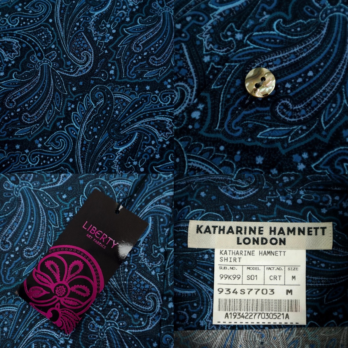 【B2138】【新品】【ペイズリー柄】KATHARINE HAMNETT LONDON×LIBERTY キャサリンハムネットロンドン リバティ 長袖シャツ サイズM_画像4