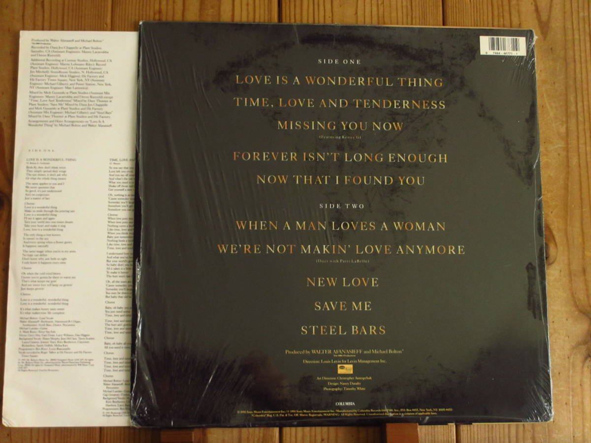 レア 希少LP/ Michael Bolton / マイケルボルトン / Time, Love & Tenderness / Columbia / C 46771 / US盤 / オリジナル / シュリンク_画像2