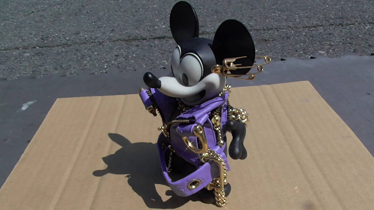  postage payment on delivery Mickey Mouse Vintage figure doll necklace leather jacket rare? 17 centimeter wild feeling 