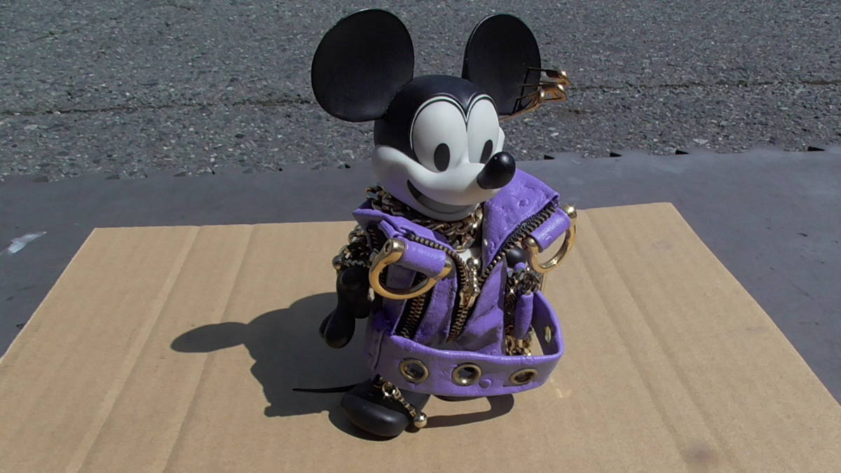  postage payment on delivery Mickey Mouse Vintage figure doll necklace leather jacket rare? 17 centimeter wild feeling 