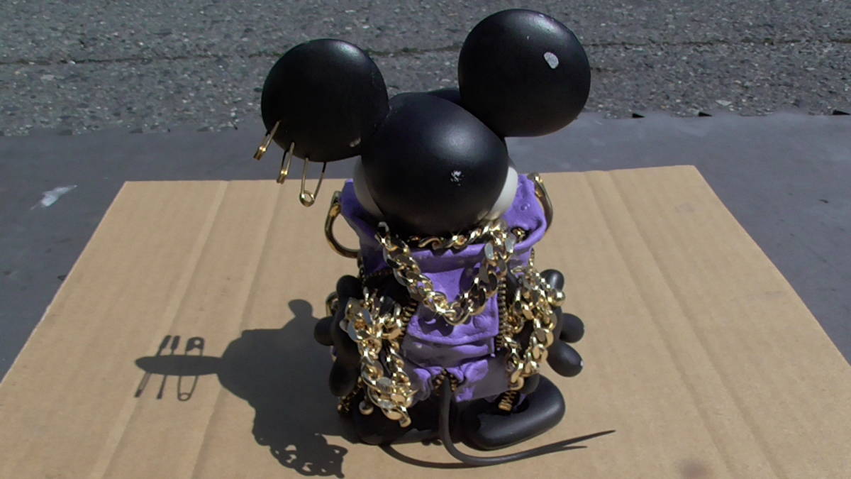  postage payment on delivery Mickey Mouse Vintage figure doll necklace leather jacket rare? 17 centimeter wild feeling 