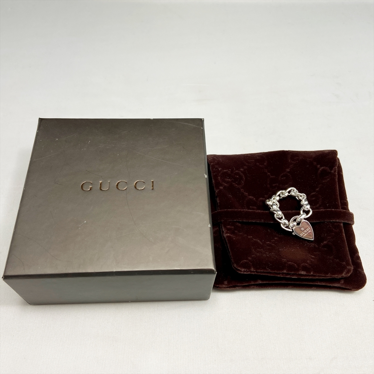 新品仕上 希少 グッチ GUCCI ロゴ ハート チェーン リング 指輪 新品仕上 希少 グッチ GUCCI ロゴ ハート チェーン リング 指輪