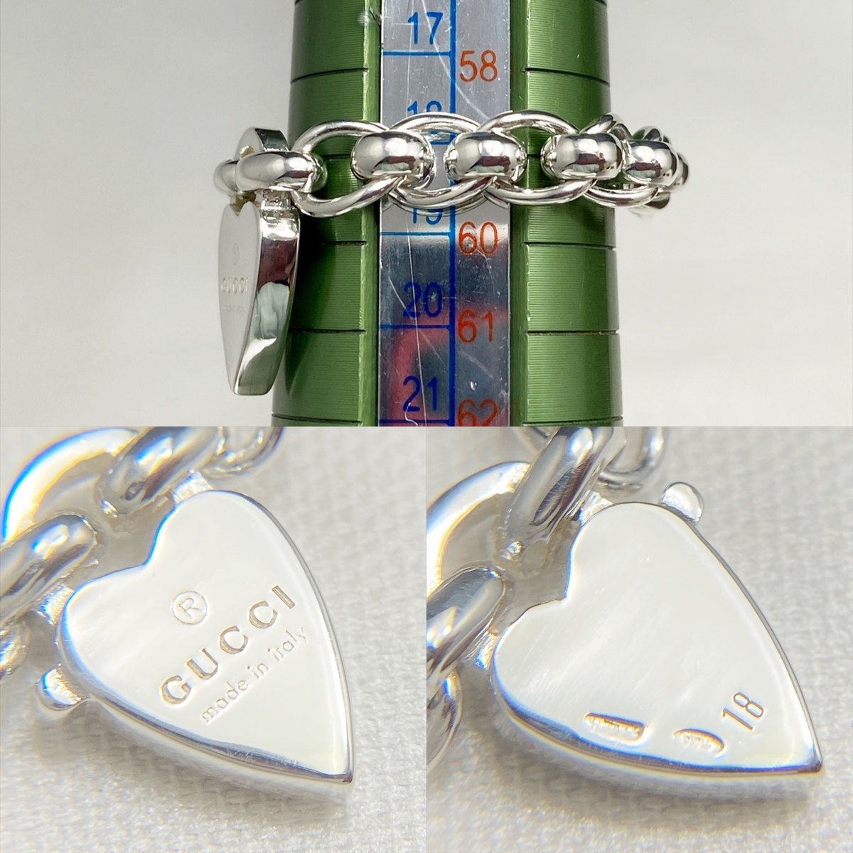 新品仕上 希少 グッチ GUCCI ロゴ ハート チェーン リング 指輪 新品仕上 希少 グッチ GUCCI ロゴ ハート チェーン リング 指輪