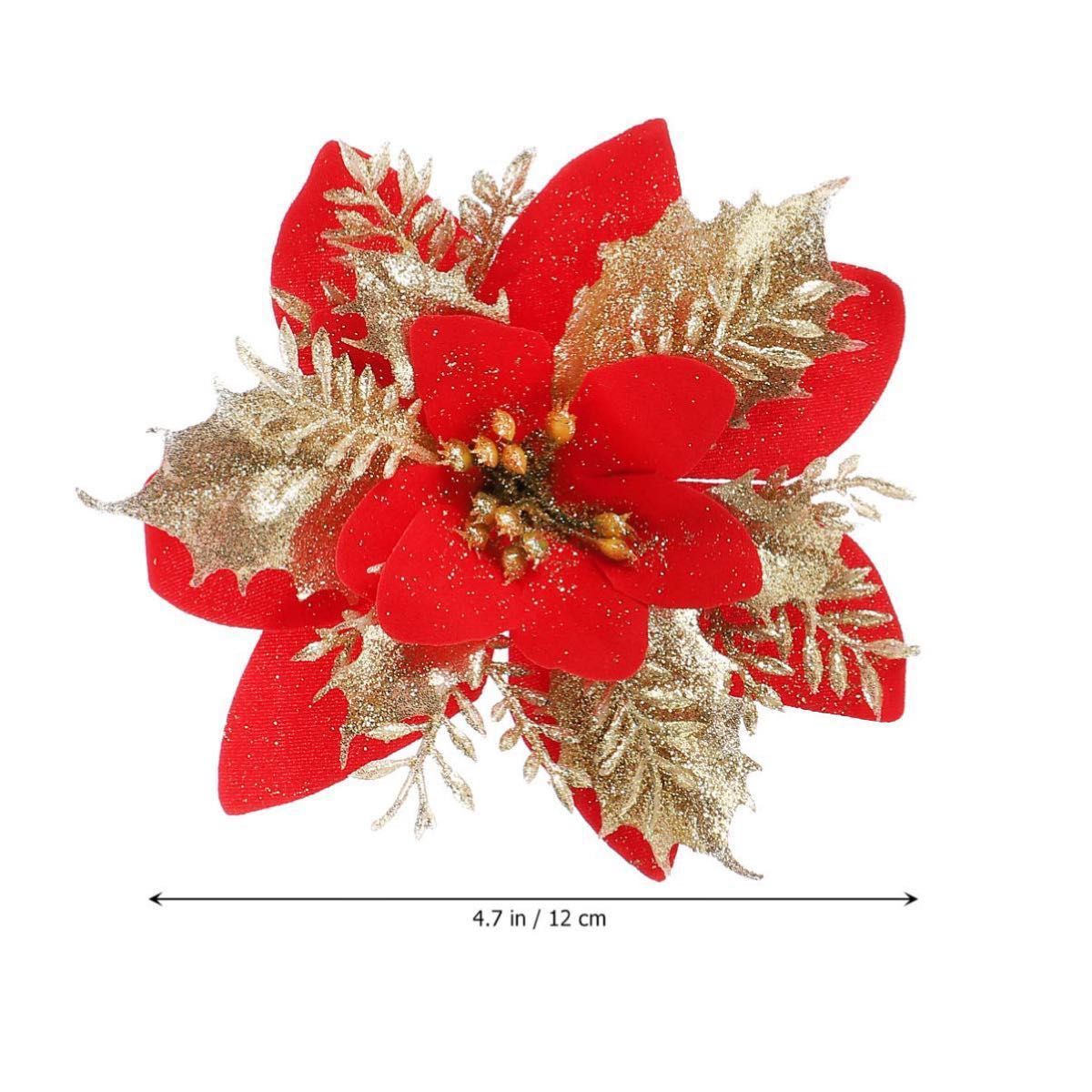 造花 ポインセチア クリスマス 装飾 20cm シルバー 24個