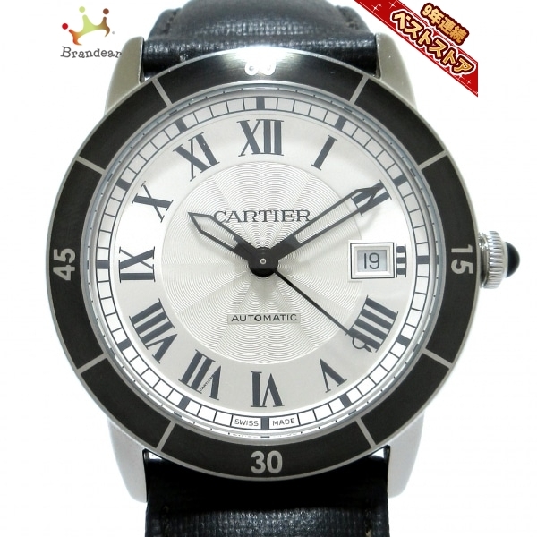 Cartier カルティエ 腕時計 ロンド クロワジエール ドゥ カルティエ WSRN0002 メンズ 革ベルト/SS シルバー(その他