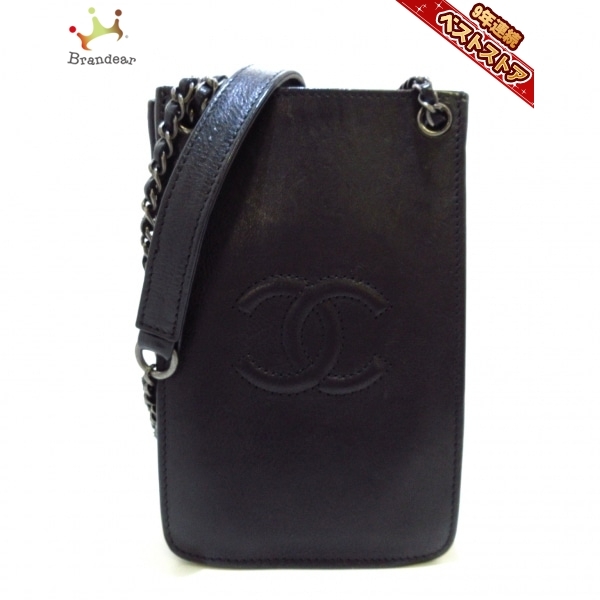 サイズ・コ】 シャネル CHANEL 携帯ケース - レザー 黒 ココマーク ...