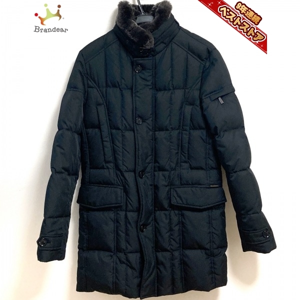 ムーレー MOORER ダウンコート サイズ44 L 黒×ダークブラウン メンズ 長袖/冬 コート