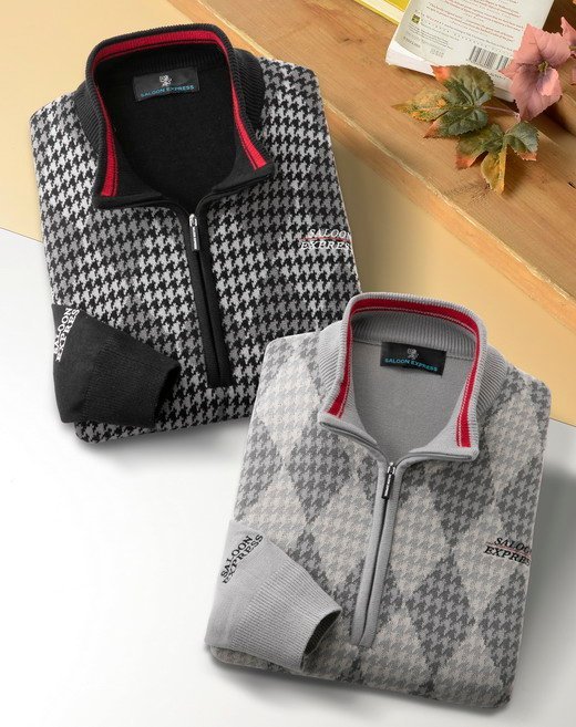 SALOON EXPRESS/サルーンエクスプレス　ダイヤ柄ハーフジップセーター２色組　Lサイズ