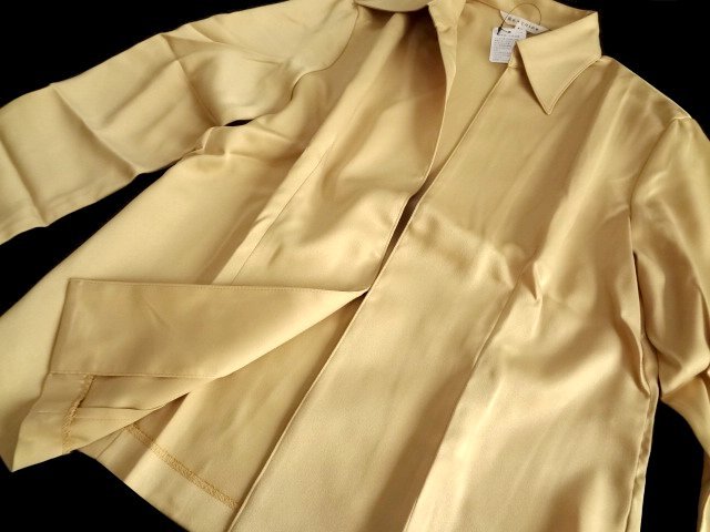 新品 rouquine オーバー ブラウス オーバーシャツ 羽織り カーディガン 長袖 無地 マスタード 黄色 M 9号_画像3