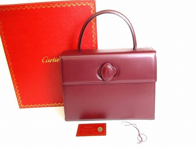 【未使用保管品】 カルティエ Cartier マスト ドゥ カルティエ カーフレザー ハンドバッグ パーティーバッグ