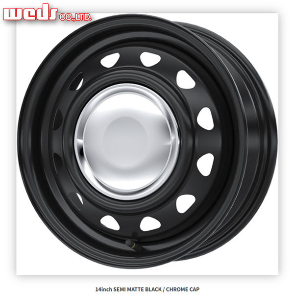 WEDS ネオキャロ 14X4.5J +45 8H マットブラック クロームキャップ 4本 スチールホイール キャロウィン 日本製 送料無料/条件付 WEDS ネオキャロ 14X4.5J +45 8H マットブラック クロームキャップ 4本 スチールホイール キャロウィン 日本製 送料無料/条件付