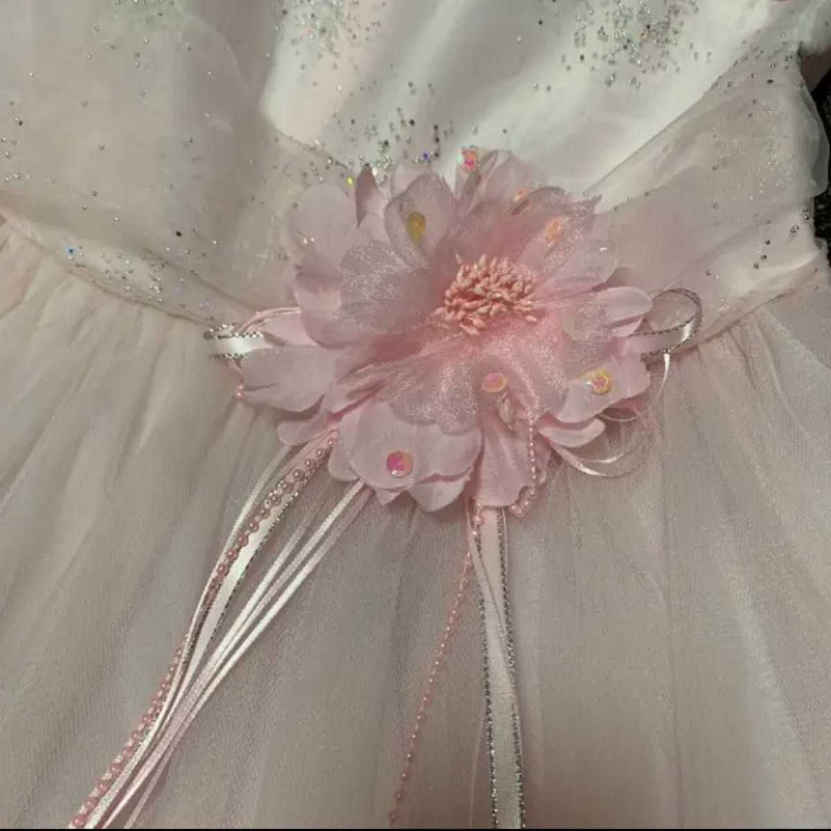 【女の子ドレス 靴付き】お呼ばれ結婚式 発表会 フラワードレス ピンクドレス 子供ドレス 