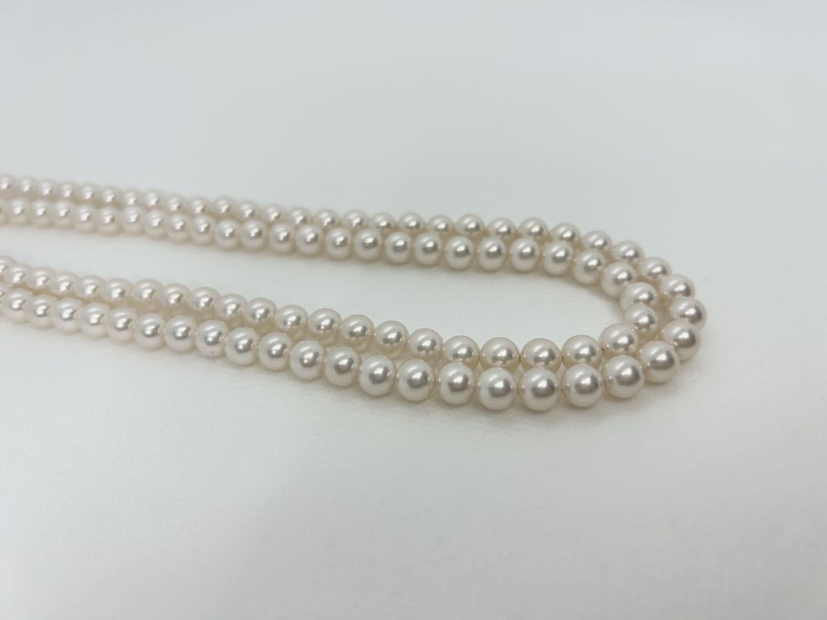 新品】アコヤ真珠2連ネックレス(真円7〜7.5㎜珠)本真珠/あこやパール