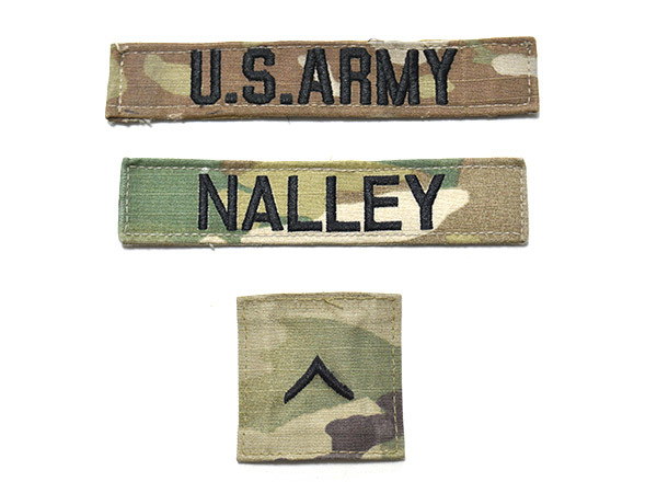 米軍実物 ARMY 陸軍 ネームタグ ネームテープ 階級章 OCP/マルチカム 3点セット F222_画像1