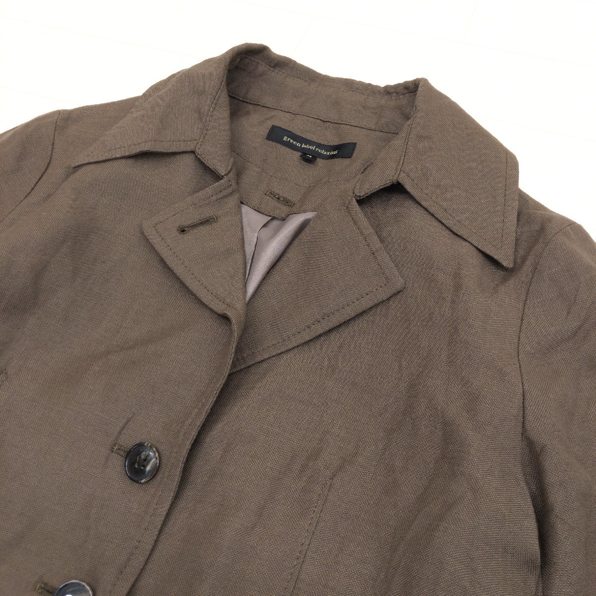 * прекрасный товар UNITED ARROWS GLR United Arrows лен linen Blend весеннее пальто 38(M) Brown сделано в Японии женский женский женщина 