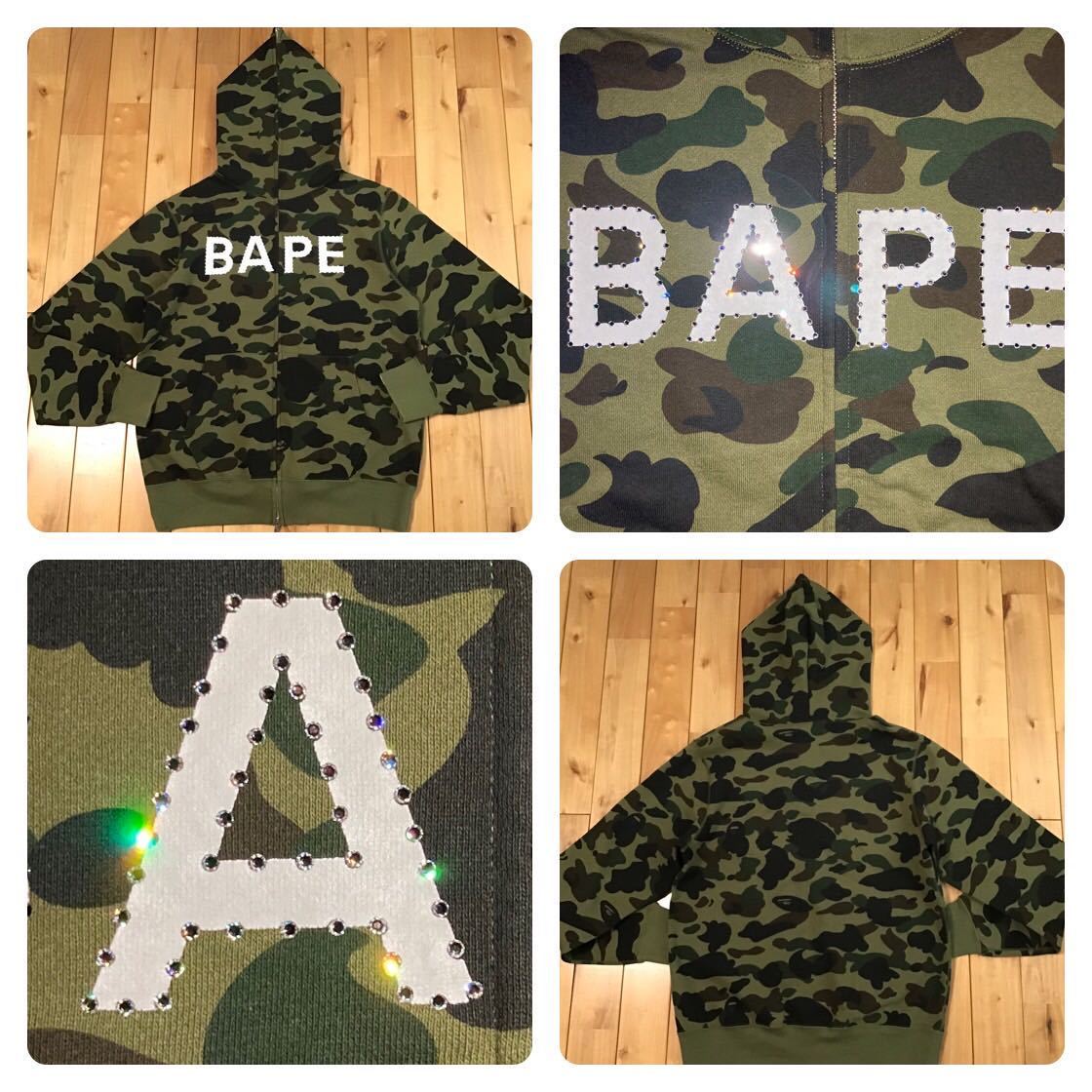 スワロフスキー CRYSTAL STONE BAPE camo フルジップ パーカー Lサイズ a bathing ape swarovski full zip hoodie ベイプ エイプ 迷彩 mi8_画像1