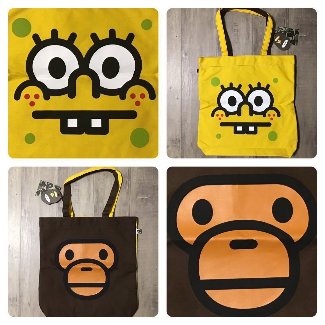 ★新品★ スポンジボブ × BAPE マイロ トートバッグ a bathing ape tote bag MILO spongebob エイプ ベイプ アベイシングエイプ m3