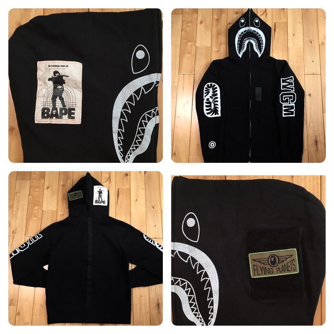 ワッペンは BAPE Hunting logo シャーク パーカー Mサイズ black shark