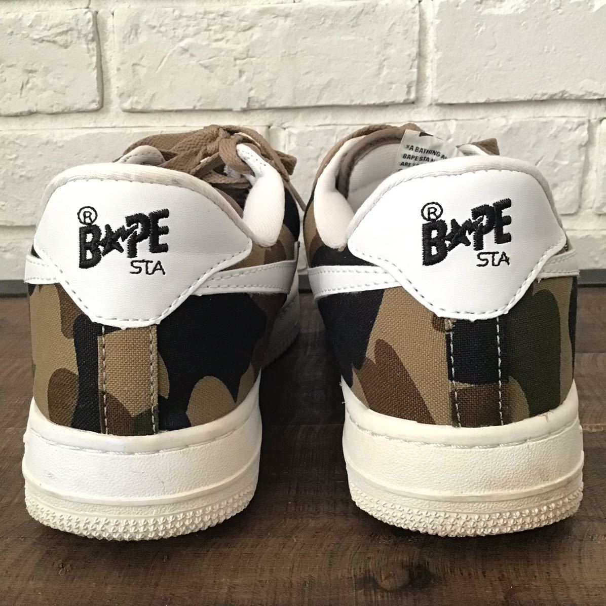 Canvas × レザー BAPESTA スニーカー 27cm US9 1st camo a bathing ape BAPE STA shoes sneakers エイプ ベイプ ベイプスタ NIGO 迷彩 i0_画像5