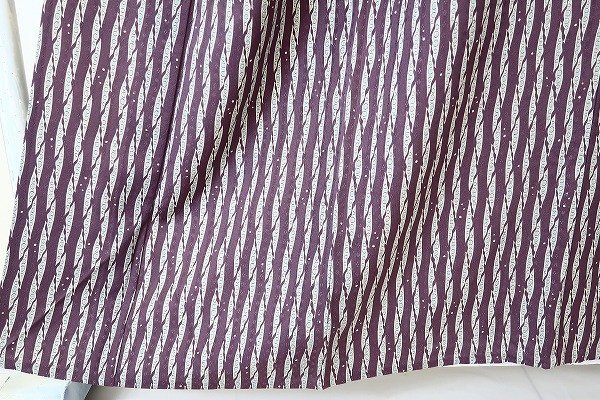 【着物フィ】小紋 単衣 紫色×水色 さやえんどう　縞柄　身丈154cm お洒落 仕立て上がり 正絹 m-4357_画像7