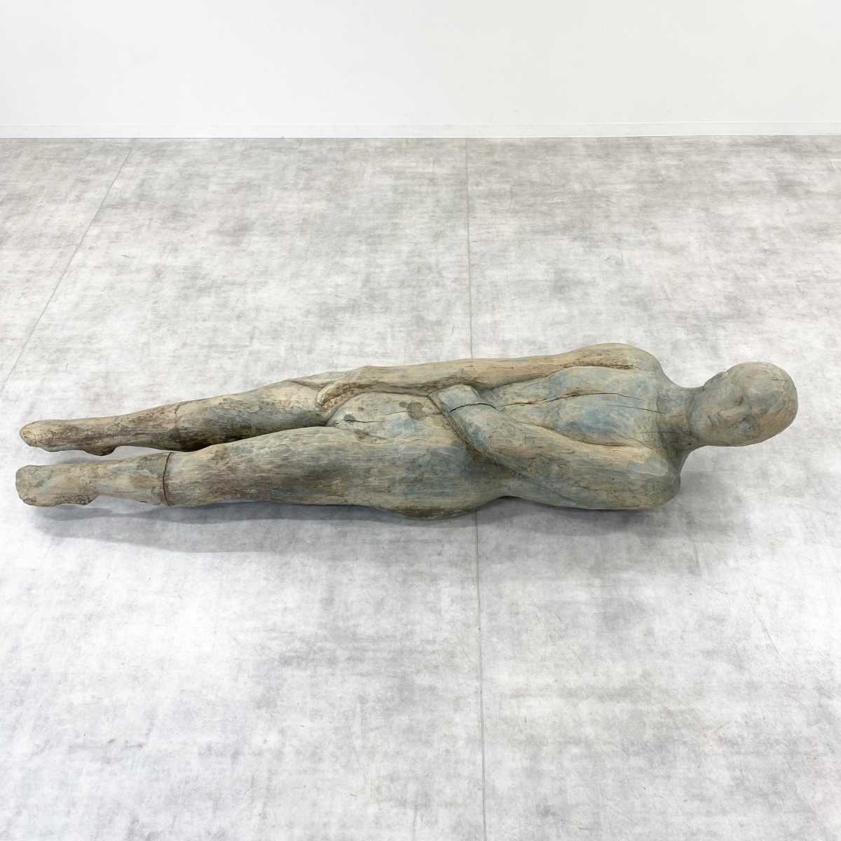 木彫 裸婦像 横たわる裸婦像 高橋米作 全長202cm-