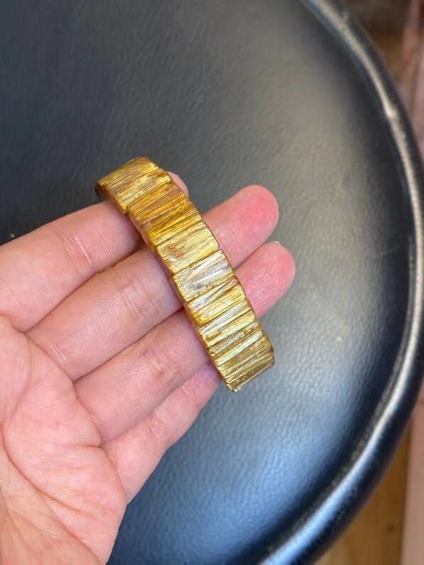 ⭐︎【天然】ゴールドタイチンルチル クォーツ ブレスレット バングル