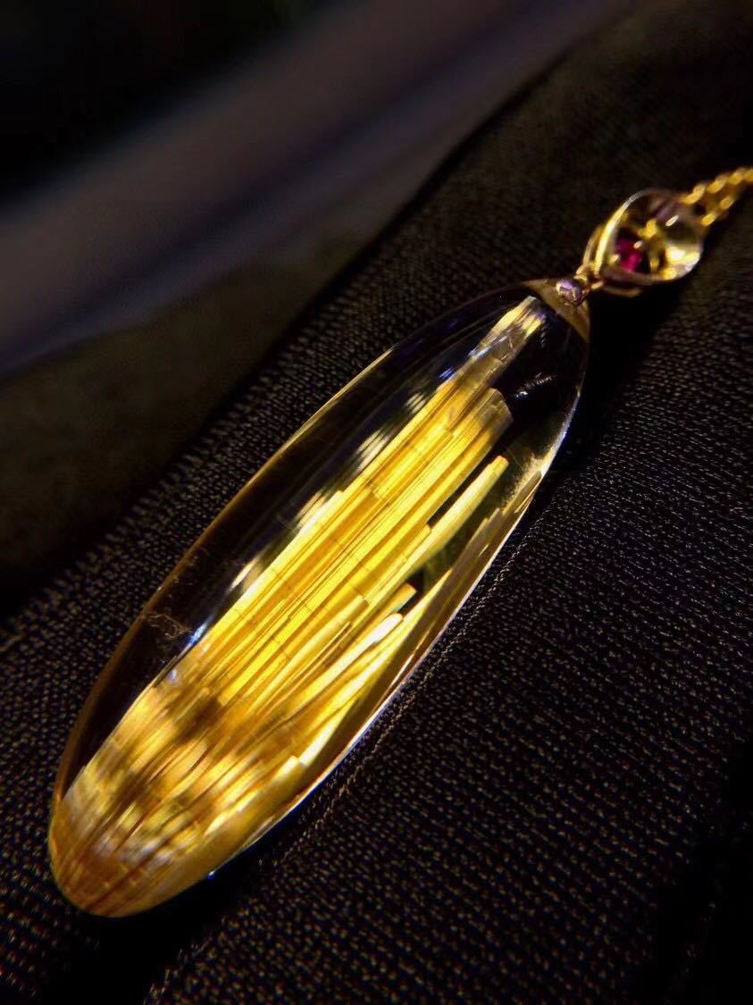 天然】タイチンルチルクオーツ ペンダントトップ k18 4.9g www.anac