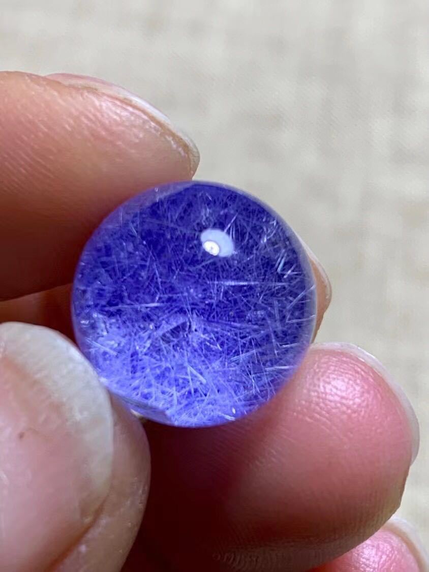 天然】ブルールチル デュモルチエライト 丸玉 14.5mm-