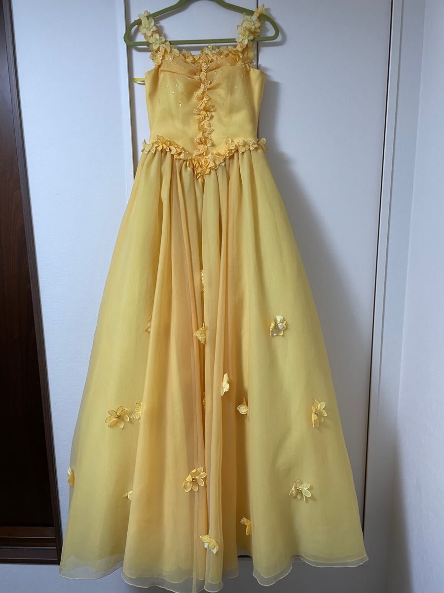 【中古品】黄色 ロングドレス  カラードレス ウエディングドレス