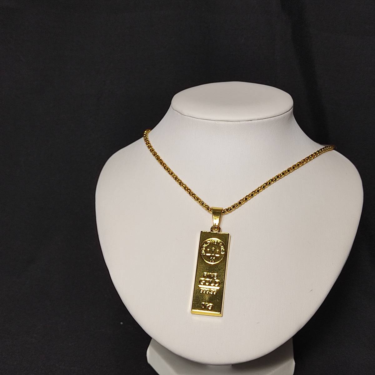 金 ネックレス ペンダント インゴット ネックレス 金の延べ棒 ゴールドバー 18k Gold Plated k18 鍍金 157の画像1