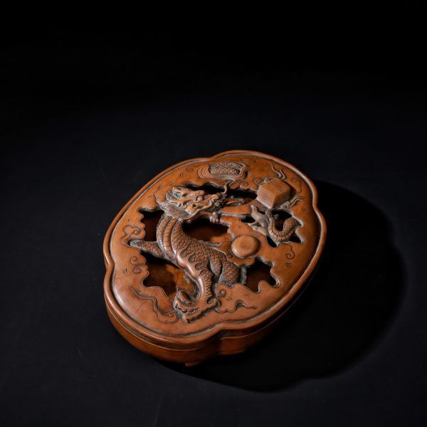 赤字超特価HOT】 ヤフオク! - 「古松花石硯 神龍献寶文房蓋硯 駱成驤銘