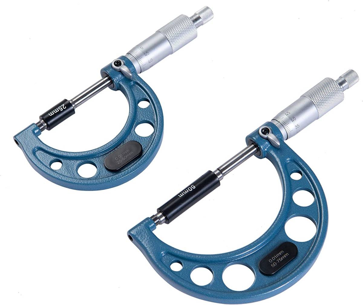 Beslands マイクロメーター 厚み測定器 0~100mm 0.01mm 外側マイクロメーターセット 四本組 マイクロゲージ HFS(R) 外側マイクロメーター 0-25mm 0.01mm キャリパー測定ツール ブレードマイクロメータ 高精度測定器 収納ケース付き