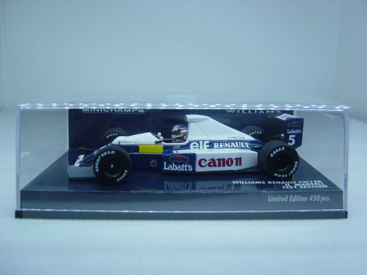 送料300円～ MINICHAMPS 1/43 WILLIAMS RENAULT FW13B F1 TEST SESSION #5 N.MANSELL ウィリアムズ ナイジェル・マンセル デカール付き