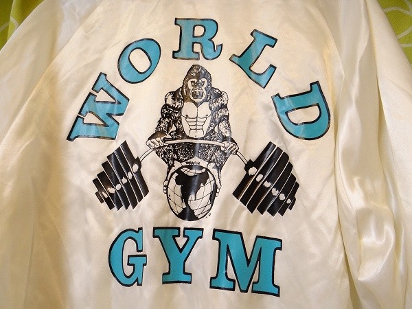 80 годы Vintage USA производства WORLD GYM world Jim корпус Bill тренировка джемпер подлинная вещь 