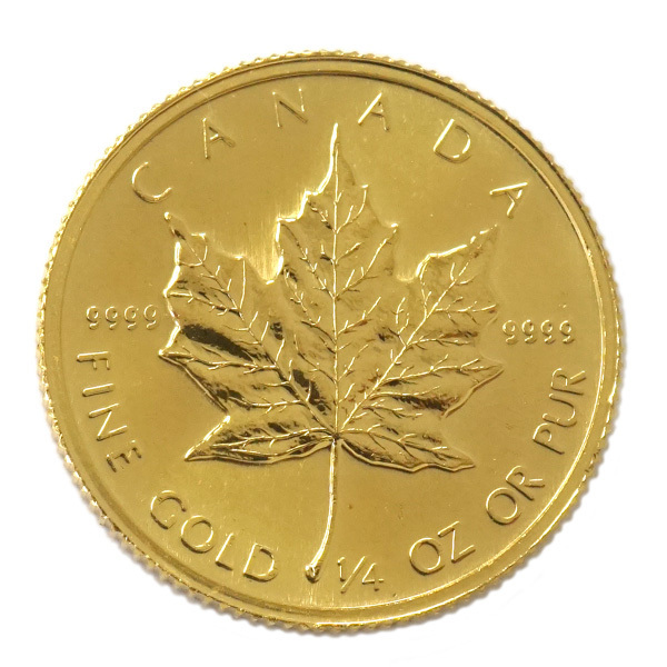 B/標準】 24金 メイプルリーフ 金貨 1/4オンス 1/4oz ランダムイヤー