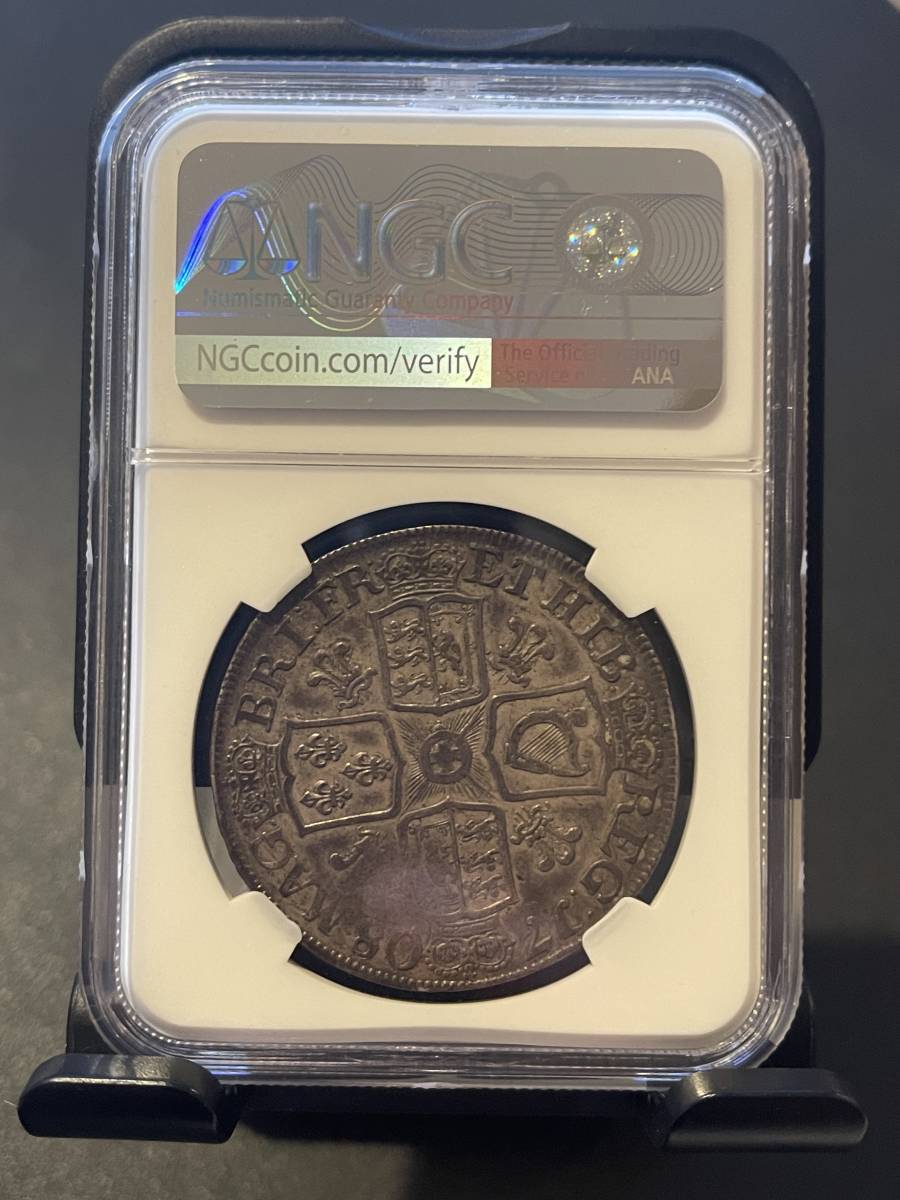 現存数が少ない！！ 1708年 英国 アン女王 クラウン銀貨 NGC AU53