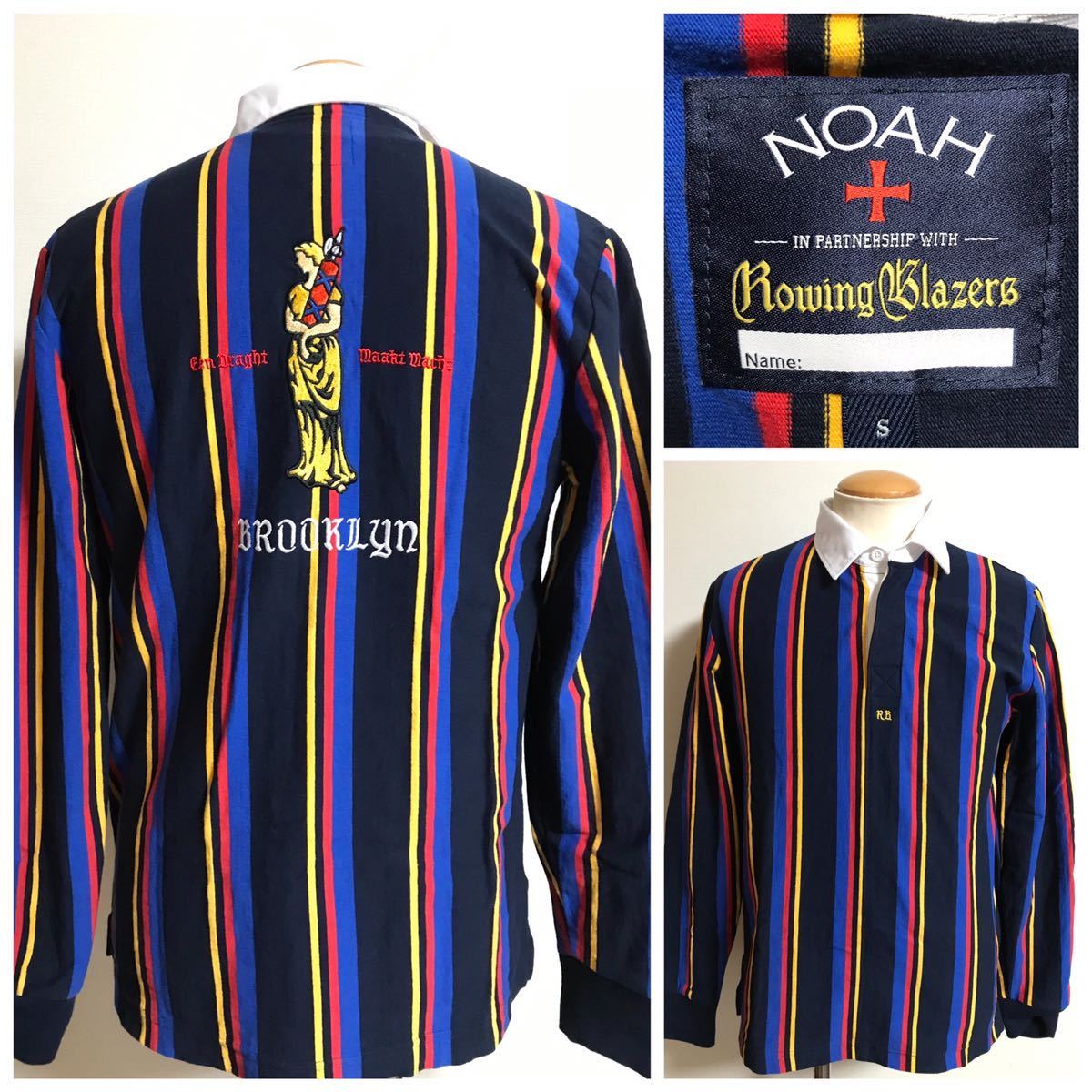 日本未展開 NOAH × ROWING BLAZERS ストライプ ラガー シャツ S 日本未展開 NOAH × ROWING BLAZERS ストライプ ラガー シャツ S