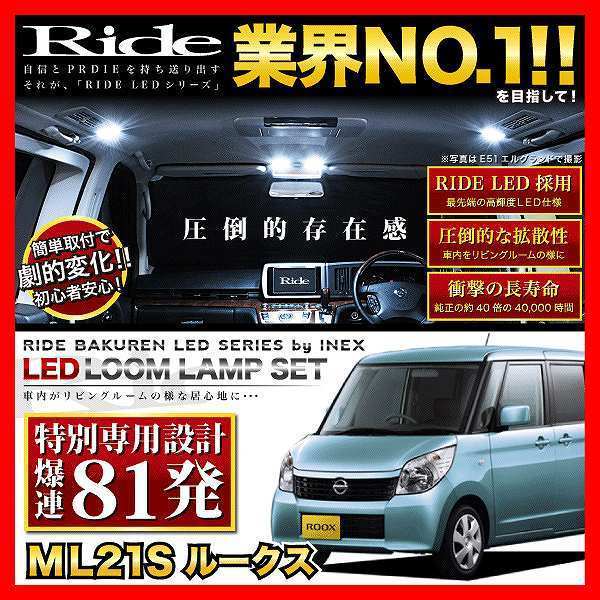 ルークス ルームランプ LED RIDE 【専用基板】 81発 3点 ML21S [H21.12-H25.2]_画像2